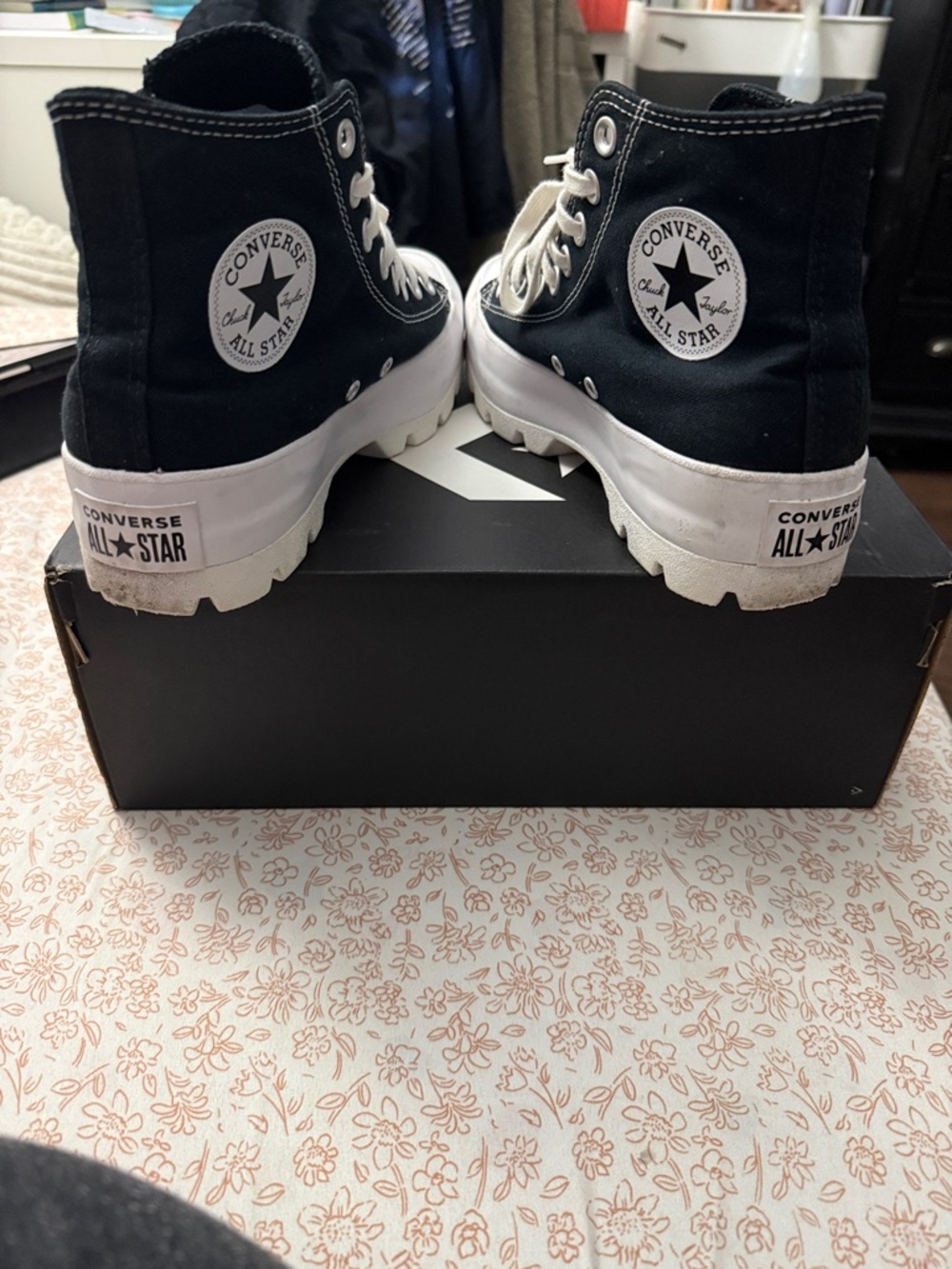 Converse Black & White High-Top Lug Sole Sneakers - Picture 4 of 6